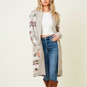 Northern Angel Long Hooded Colorful Cardigan Sz M cabincore